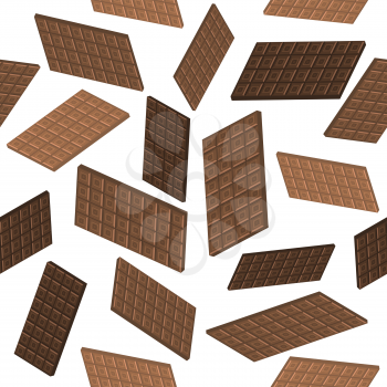 Milk Brown Chocolate Bar Seamless Pattern. Sweet Food. 3d Illustration.