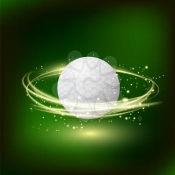 Golf Ball Isolated on Blurred Green Background.