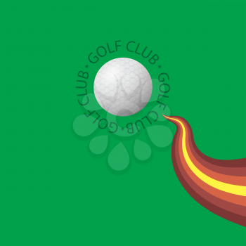 Golf Ball Icon and Golf Club text Isolated on Green Background.