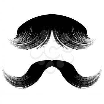 Hipster Black Mustache Icon Isolated on White Background.