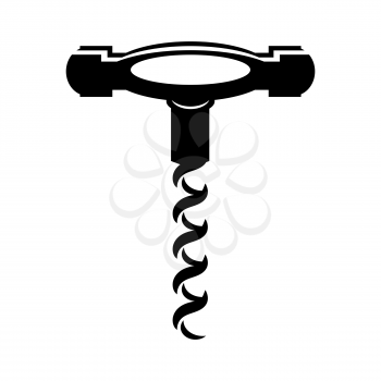 Retro Wood Corkscrew Icon for Opening Wine Bottle Isolated on White Background.