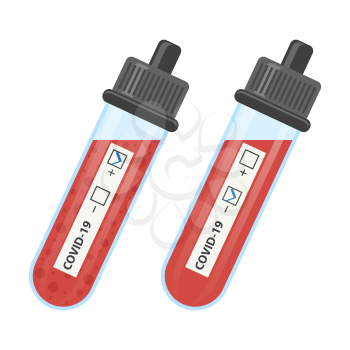 Test Tube with Blood Isolated on White Background. Stop Pandemic Novel Coronavirus. COVID-19 Virus.