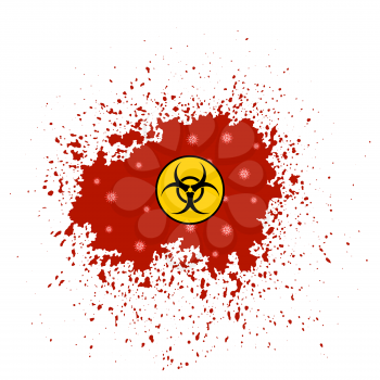 Biohazard Icon and Blood Splash Isolated on White Background. Stop Pandemic Novel Coronavirus Sign. COVID-19
