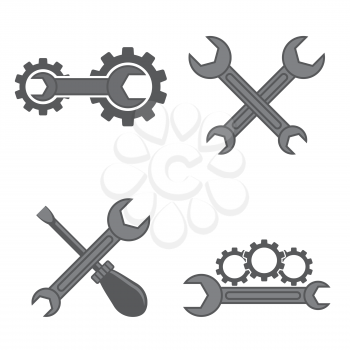 Repair Icon with Wrench and Gear Isolated on White Background. Mechanic Service Concept . Technical Maintenance. Troubleshooting Banner. Tech Support.