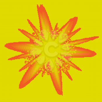 Explode Flash, Cartoon Explosion, Star Burst Isolated on Yellow Background.