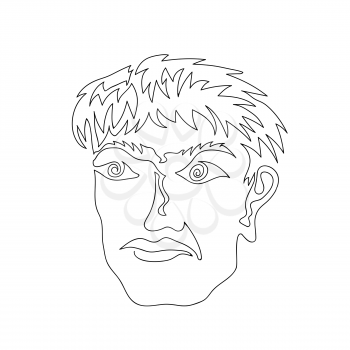 One Continuous Line Drawing Man Portrait. Head Icon. Elegant Hairstyle. Modern Minimalistic Style. Fashion Print.