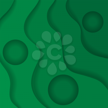Green Wave Background. Abstract Minimalistic Pattern with Shadows.