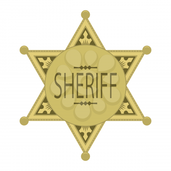Yellow Sheriff Star Icon Isolated on White Background.
