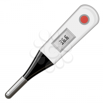 Modern Digital Medical Thermometer Isolated on White Background. Measuring Temperature. Symbol of Medicine.