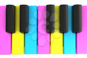 Colorfull piano keys on a white background 