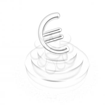 Euro sign on podium. 3D icon on white background 