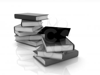 Graduation hat with books on a white background