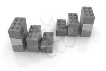 Building blocks efficiency concept on white 