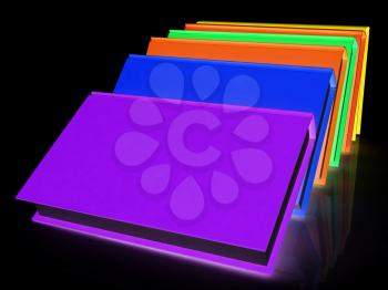colorful real books on a black background