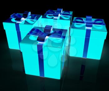 Bright christmas gifts on a white background 