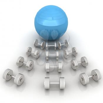 Fitness ball and dumbell