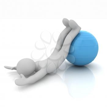 3d man exercising position on fitness ball. My biggest pilates series