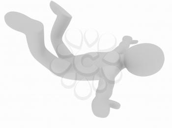 Flying 3d man on white background