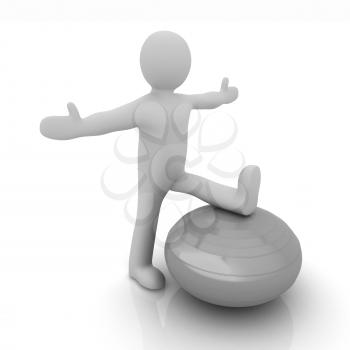 3d man exercising position on fitness ball. My biggest pilates series