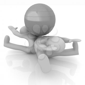 3d man exercising position on fitness ball. My biggest pilates series