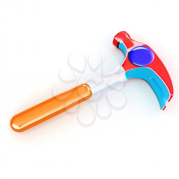 Hammer on white background . 3D illustration. Anaglyph. View with red/cyan glasses to see in 3D.