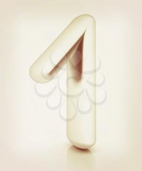 Number 1- one on white background. 3D illustration. Vintage style.