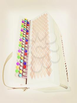 Musical instruments - bayan. 3D illustration. Vintage style.