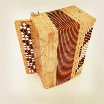 Musical instrument - retro bayan. 3D illustration. Vintage style.