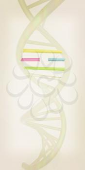 DNA structure model on white. 3d illustration. Vintage style