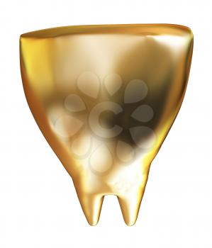 Gold tooth. 3d illustration