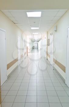 Photo of hospital corridor interior without sicks