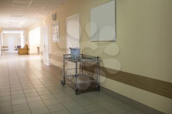 Photo of hospital corridor interior without sicks