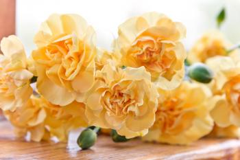 Photo of the yellow carnations in bouquet