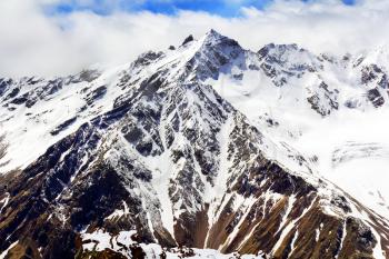 Winter landscape of mountains Caucasus region in Russia