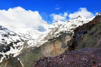 Winter landscape of mountains Caucasus region in Russia