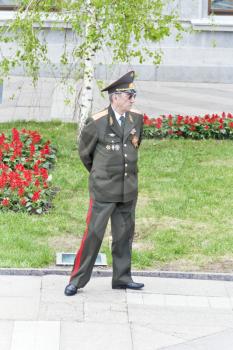 Samara, Russia - May 9, 2017: Russian general on celebration at the parade on annual Victory Day