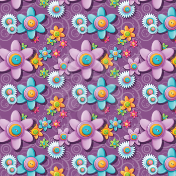 Royalty Free Clipart Image of a Flower and Button Background