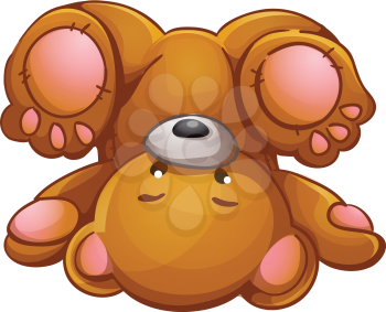 Royalty Free Clipart Image of a Teddy Bear Upside Down