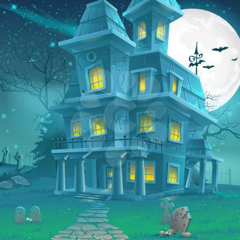 Royalty Free Clipart Image of a Haunted House