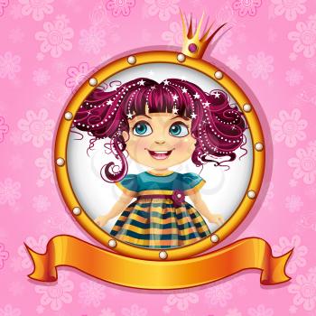 Royalty Free Clipart Image of a Little Girl in a Frame