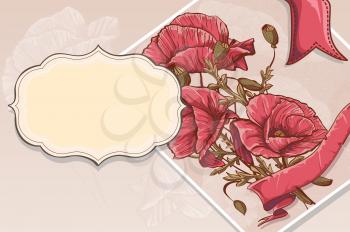 Invitation, greeting card with red poppies for your text