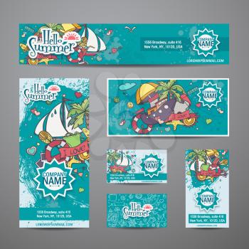 A large set of vector invitations with summer style
