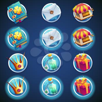 button set of icons for web video games