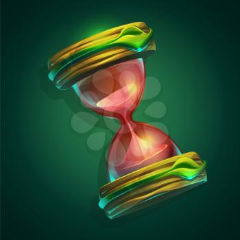 Vector illustration a hourglass on green background
