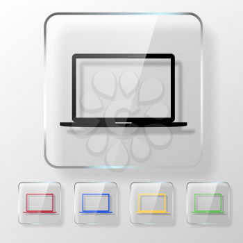 Laptop icon on a transparent glossy square.