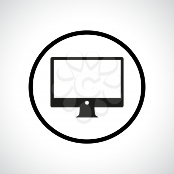 Computer display symbol in a circle. Black flat icon.