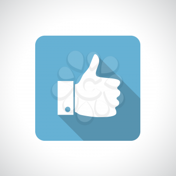 Thumb up icon with shadow. Square icon. Flat modern design.