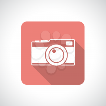 Vintage camera icon with shadow. Square icon. Flat modern design.