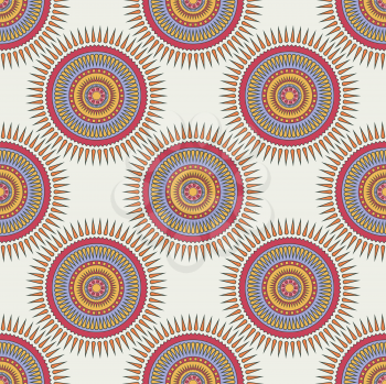 Seamless background with tribal style circles. Vector illustration
