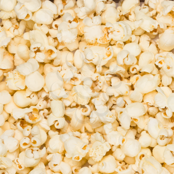 Photo realistic popcorn texture background. Vector illustration.